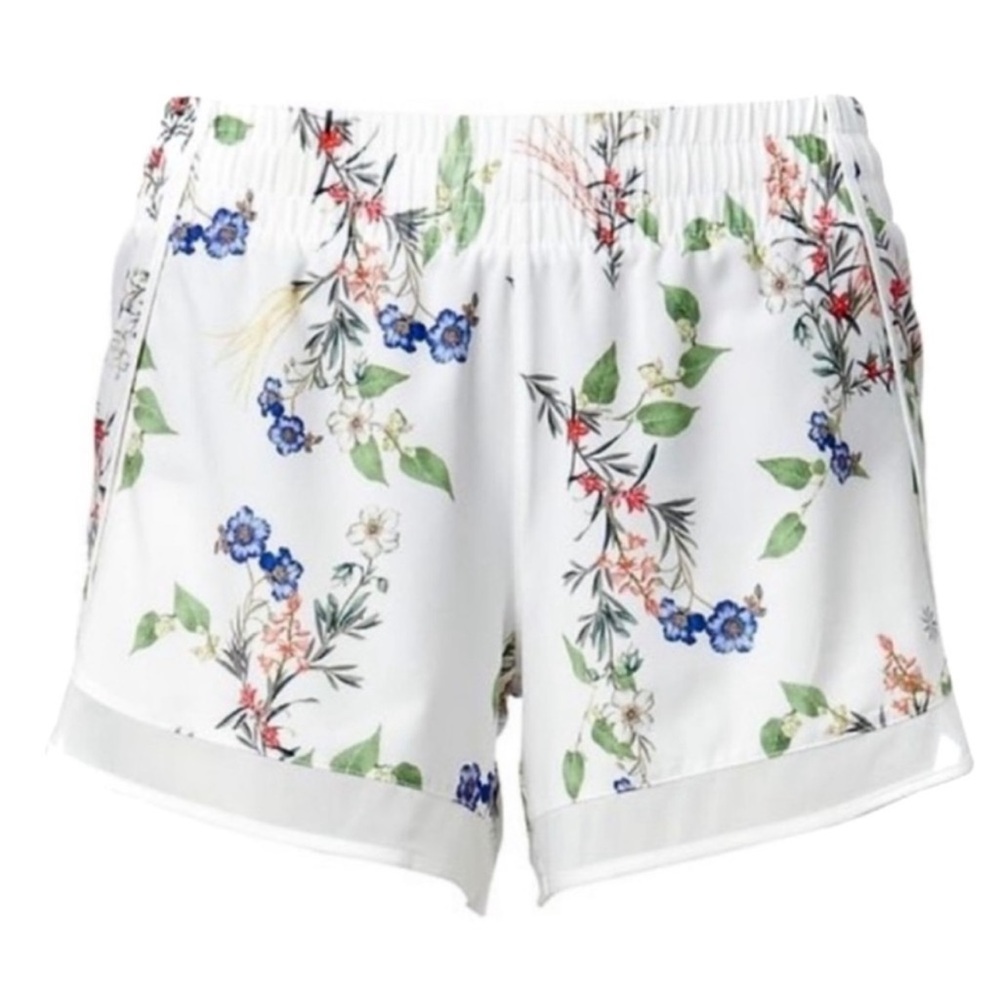 Athleta White Floral Elastic-Waist Athletic Running Shorts Medium